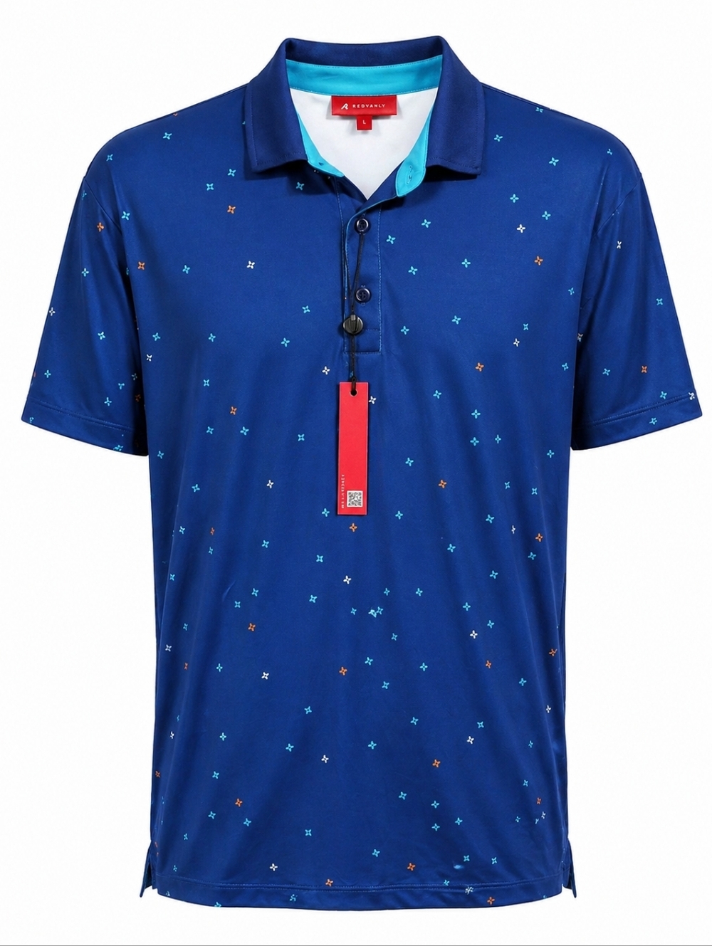 Redvanly NWT Mazarine Blue Savile Golf Athleisure Polo Sz L Embroidered Logo